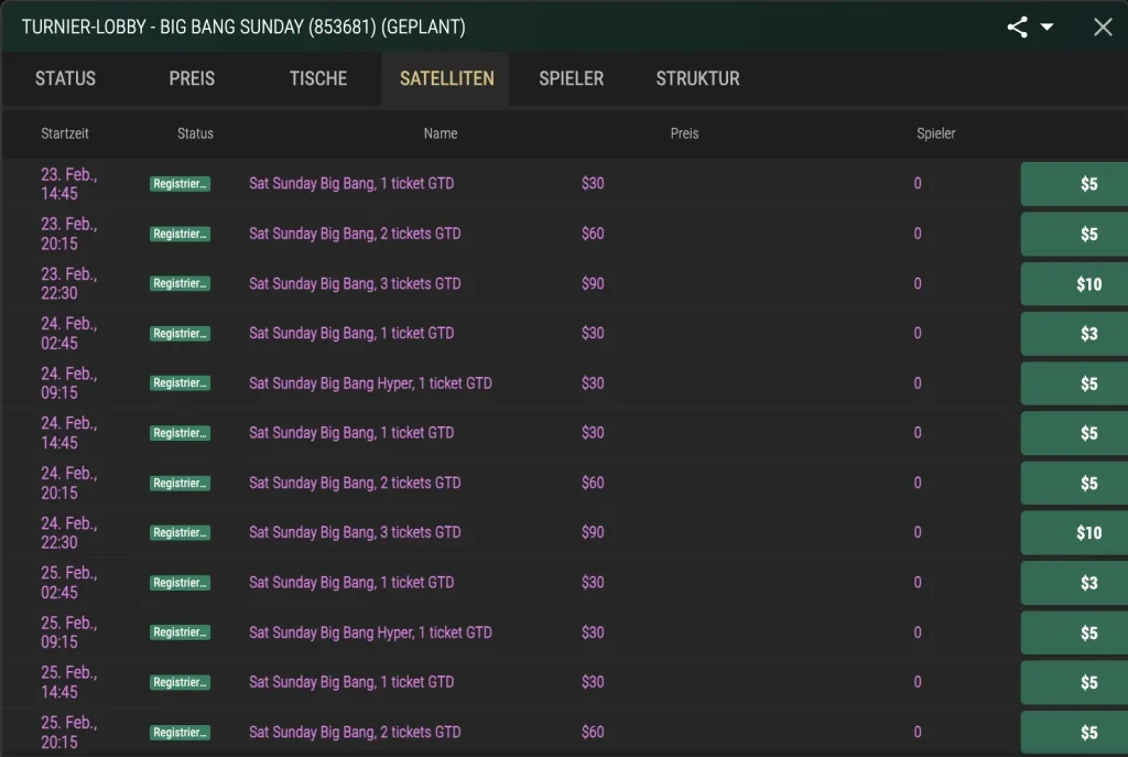 March Satellites Freerolls - The Big Bang Sunday - FullHouse Full House Crypto FHC