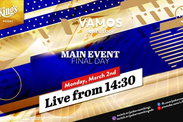 Понедельник с 14:30 – финальный день €350 Vamos Poker Tour Main Event из King’s!