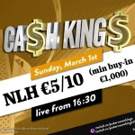 Воскресенье с 16:30 – Ca$h King$ Special NLH €5/€10 из King’s!