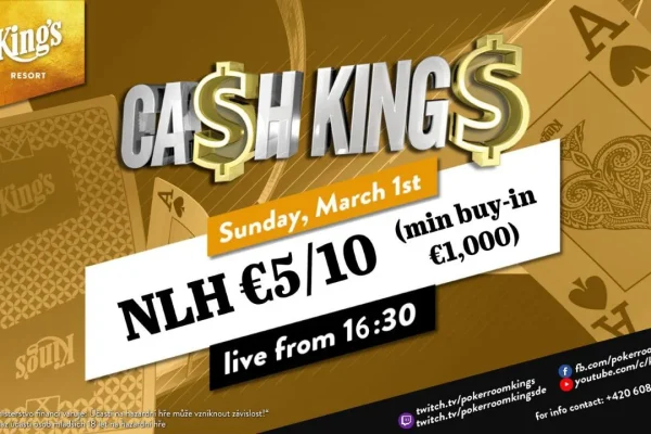 Воскресенье с 16:30 – Ca$h King$ Special NLH €5/€10 из King’s!