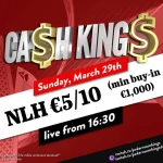 Воскресенье с 17:00 – Ca$h King$ $ZTO$ Special NLH €5/€10 кэш-игра!
