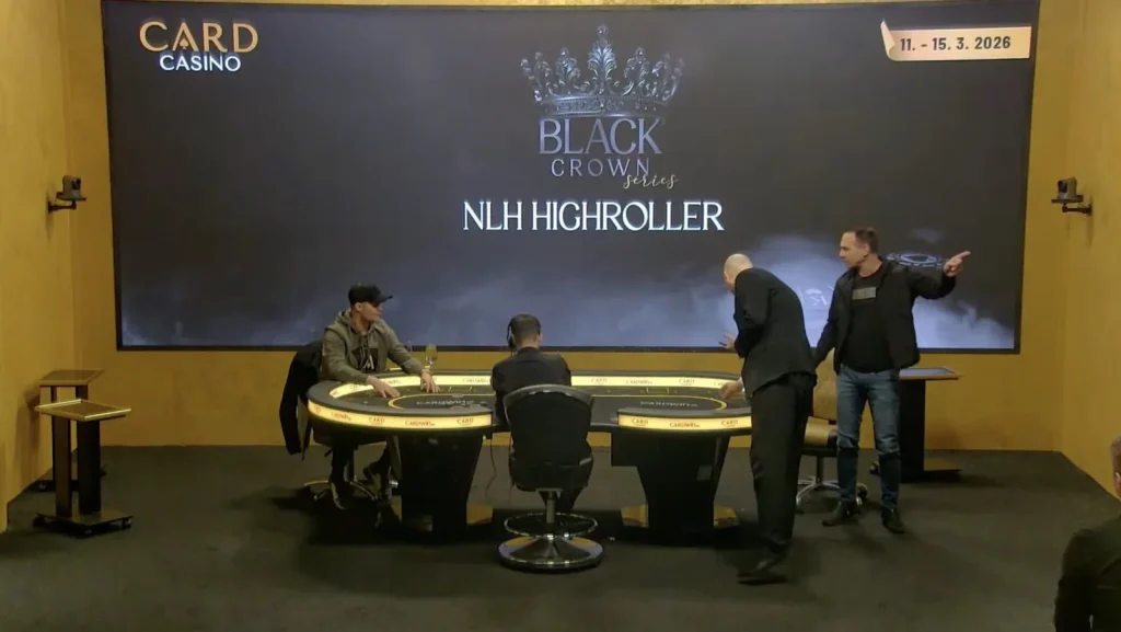 Chipleader Pavel Binar verlässt das Casino und lässt Shortstack Peter Petocz am Tisch mit der Trophy sitzen