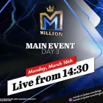 Понедельник, с 14:30 — День 3 €250 King’s Million NLH Main Event из King’s!