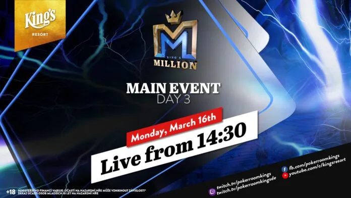Понедельник, с 14:30 — День 3 €250 King’s Million NLH Main Event из King’s!