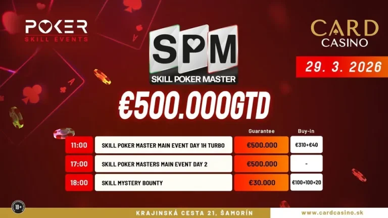 Рекордное количество участников на Skill Poker Masters в Card Casino SK с призовым фондом более €600.000!