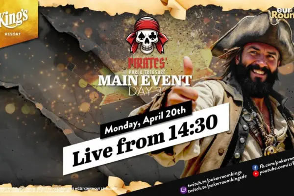 Понедельник с 14:30 – День 3 €480 Pirates Poker Treasure Mystery Bounty Main Event!