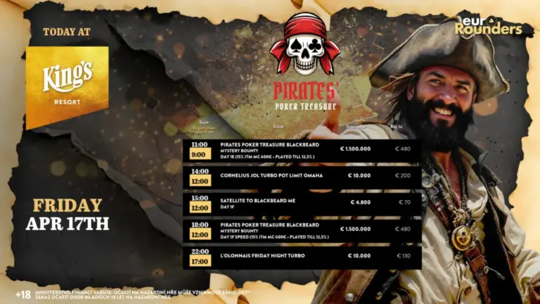 1D-Chipleader Mazouk преодолевает отметку в миллион в €1,5M gtd. Главном событии Pirates‘ Poker Treasure!